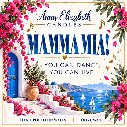 Mamma Mia Inspired Candle, Musical Theatre Gift, Mamma Mia Gift, ABBA Inspired Candle, Theatre Lover Gift, Musical Candle