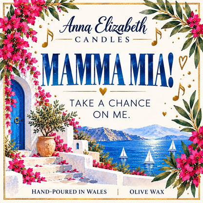 Mamma Mia Inspired Candle, Musical Theatre Gift, Mamma Mia Gift, ABBA Inspired Candle, Theatre Lover Gift, Musical Candle