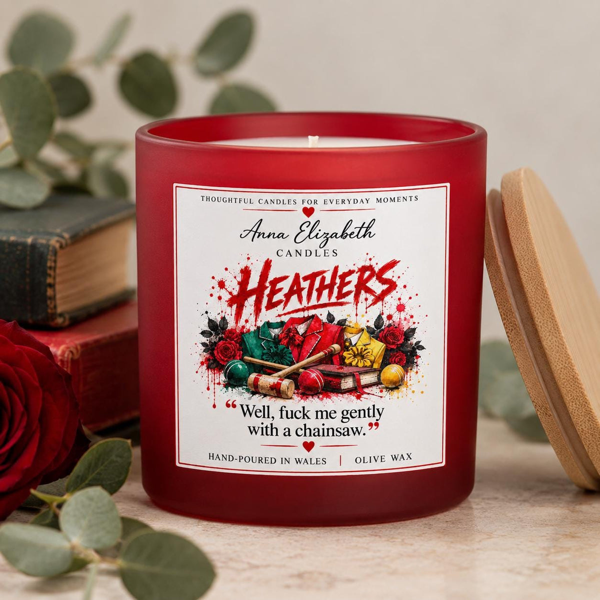 Heathers Candle, Musical Theatre Candle, Heathers Musical Gift, Theatre Lover Gift, Red Candle, West End Gift, Personalised Candle