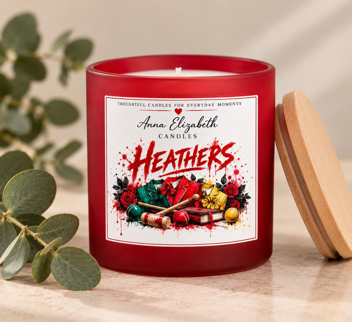 Heathers Candle, Musical Theatre Candle, Heathers Musical Gift, Theatre Lover Gift, Red Candle, West End Gift, Personalised Candle