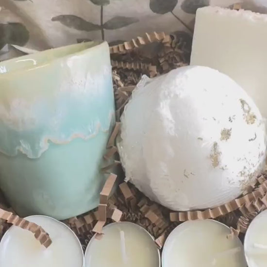 Greek Islands Travel Candle, Vanilla & Patchouli Scented Candle, Hand Poured Olive Wax Candle, Holiday Inspired Refillable Candle Gift